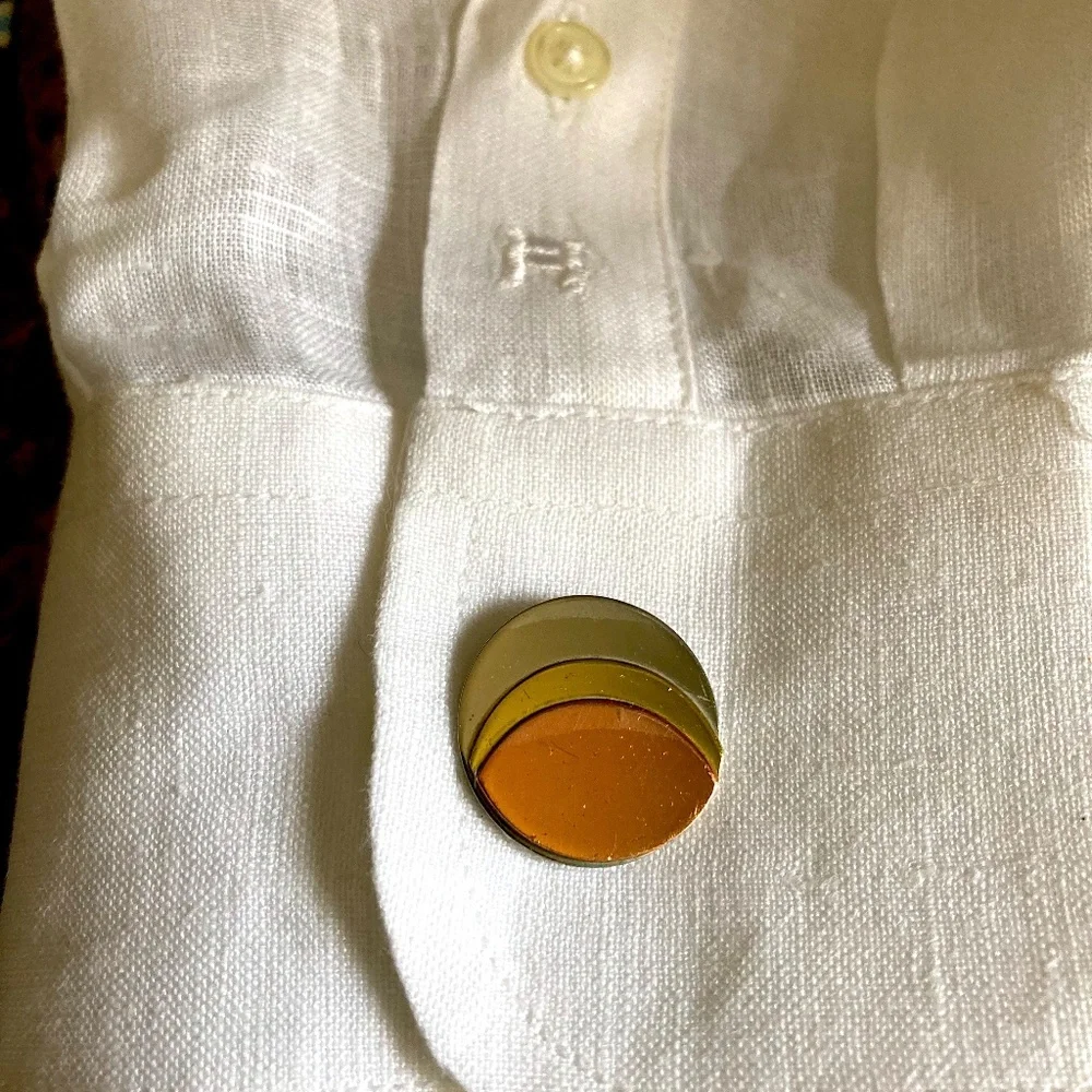 Shield 5th Avenue Tri Tone Metal Cufflinks 1960s Rare Unique & Signed